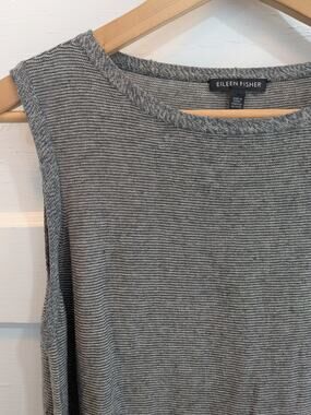 Eileen Fisher Sleeveless Knit Tunic XL Grey Tencel Merino